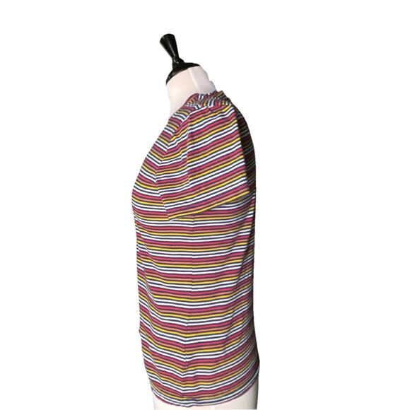 Madewell SM Multi Color Moon Rainbow Stripe V Neck Short Sleeve T Shirt - Picture 2 of 3